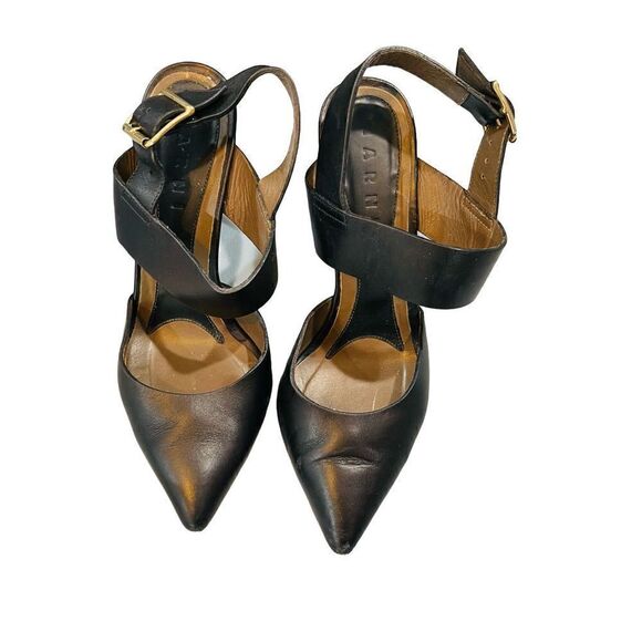Marni Black and Chrome Block Heel Leather High Heels Pumps Size 9 EUC - Picture 5 of 8